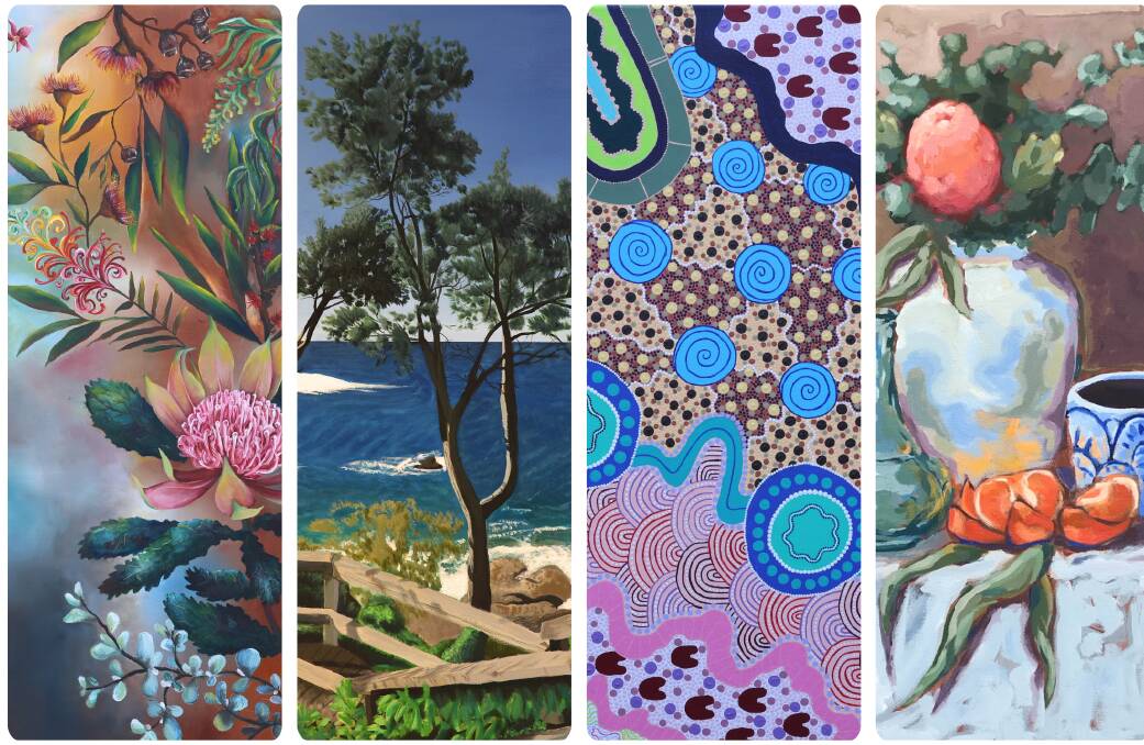 Works by Goulburn and regional artists (from left) Joanna Hughes, Cara Ellison, Hannah Williams and Jade Bull will adorn the Base Hospital's new palliative care units. Picture supplied. 