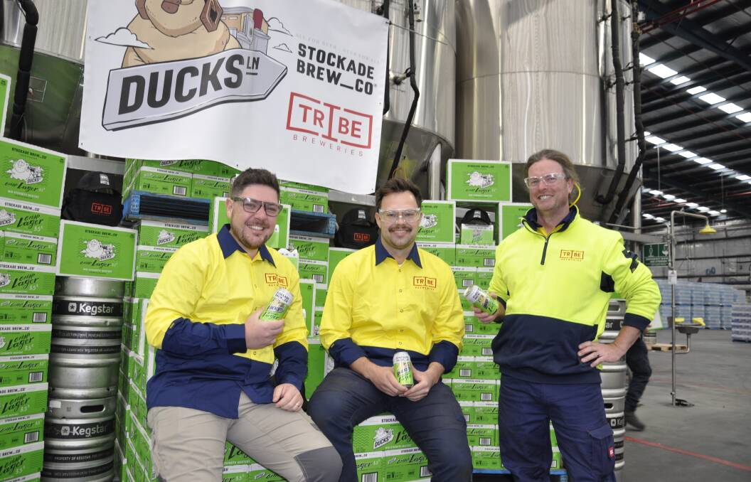 Tribe Brewery head brewer, Rodrigo Ricco, packaging manager, Julius Diebrich and master brewer, Sunny Browning, played major roles in the Ducks Lane lager relaunch. Picture by Louise Thrower.