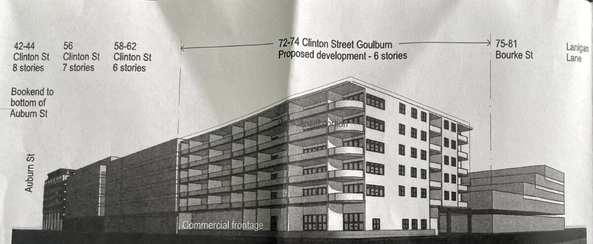 Preliminary architectural plans showing Mr Mylonas' retail and apartment development on the corner of Clinton and Bourke Streets. 