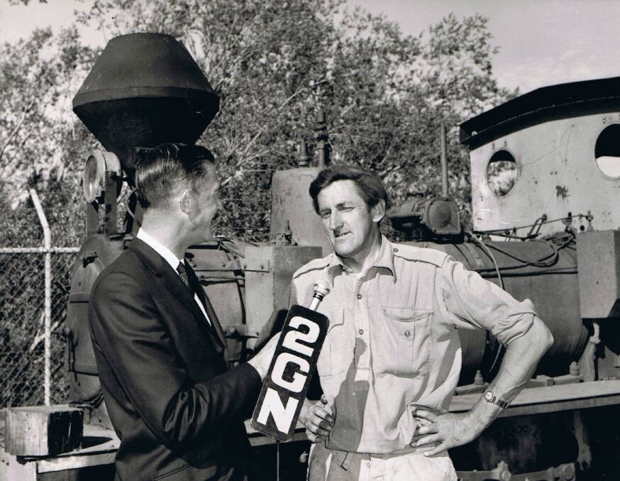 Bruce Macdonald being interviewed by 2GN at the opening of the Marsden Museum of Historic Engines in 1970. Picture by The Goulburn Post.
