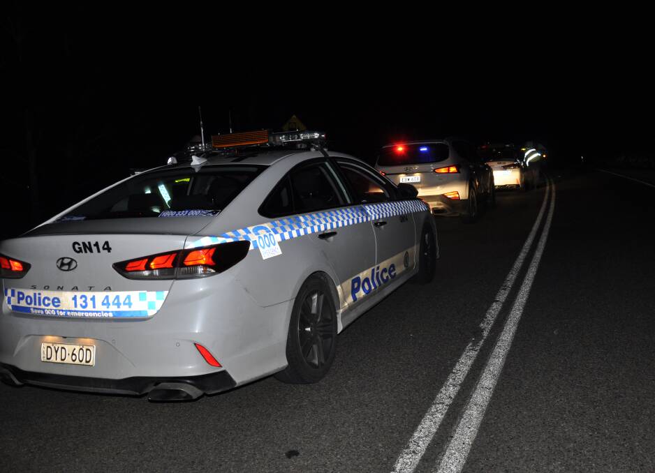 Police on scene at the Taralga Road accident. Photo: Louise Thrower.