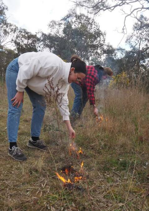 Pejar Aboriginal Land Council members, Anyssa and Chris McAlister, helped with the cultural burn. Picture supplied. 
