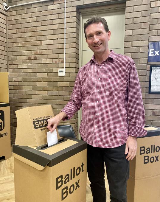 Labor's Michael Pilbrow cast his ballot at Moss Vale on Saturday. He says he'll await more clarity on the count before making any public statements. Picture supplied.