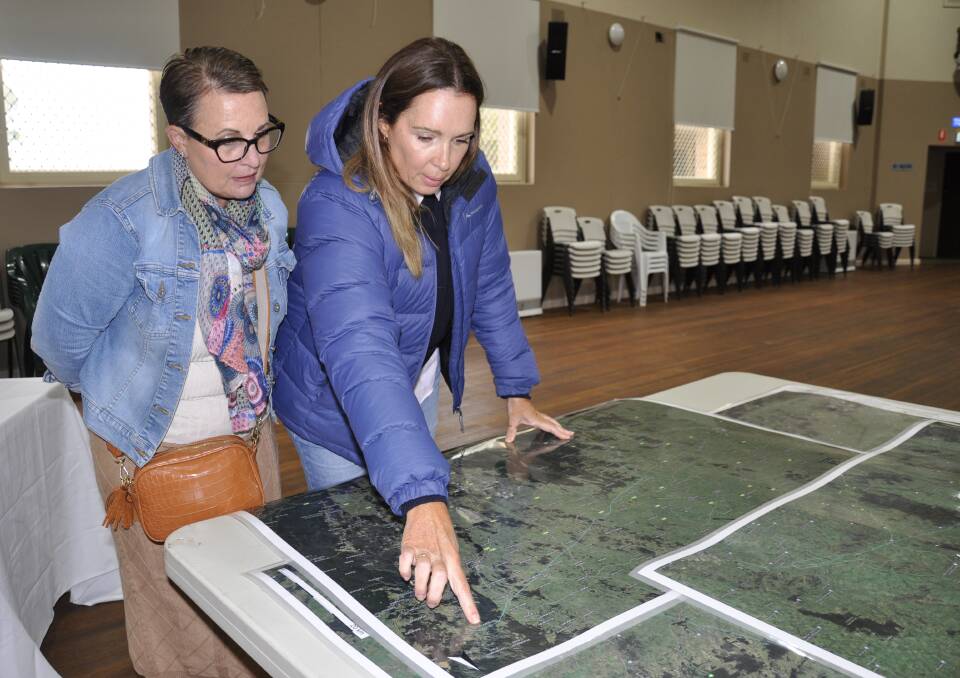 Cr Jo Marshall looks over the route with TansGrid place manager, Peta Howard. Picture by Louise Thrower.