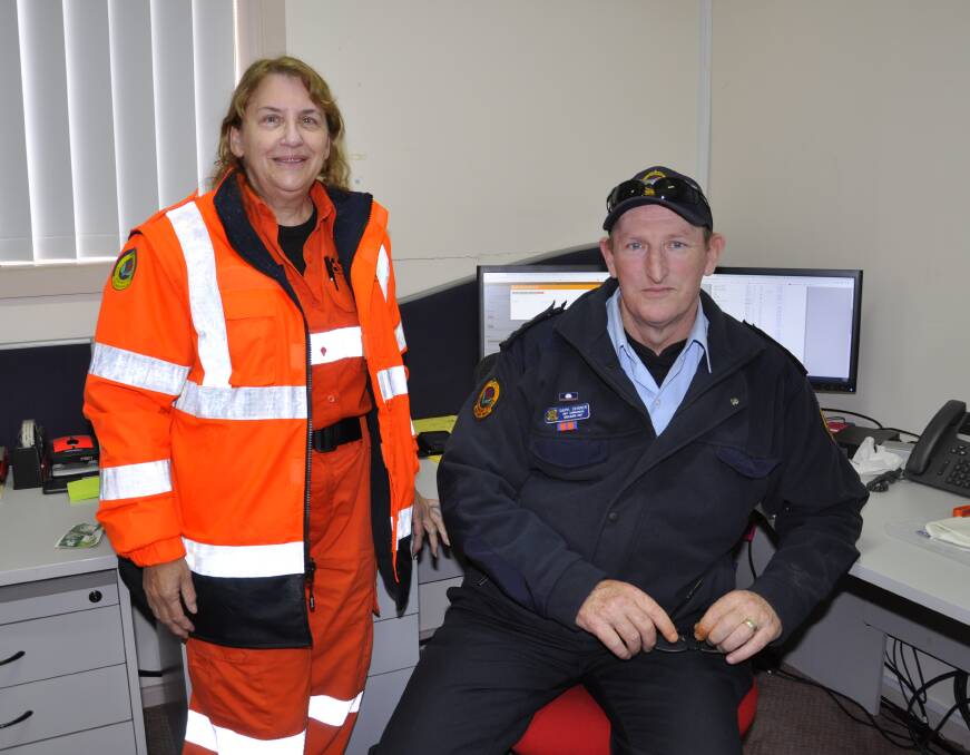 Goulburn SES volunteer Karen George and commander Daryl Skinner were busy coordinating a multitude of call-outs across the region on Monday and Tuesday. Picture by Louise Thrower.