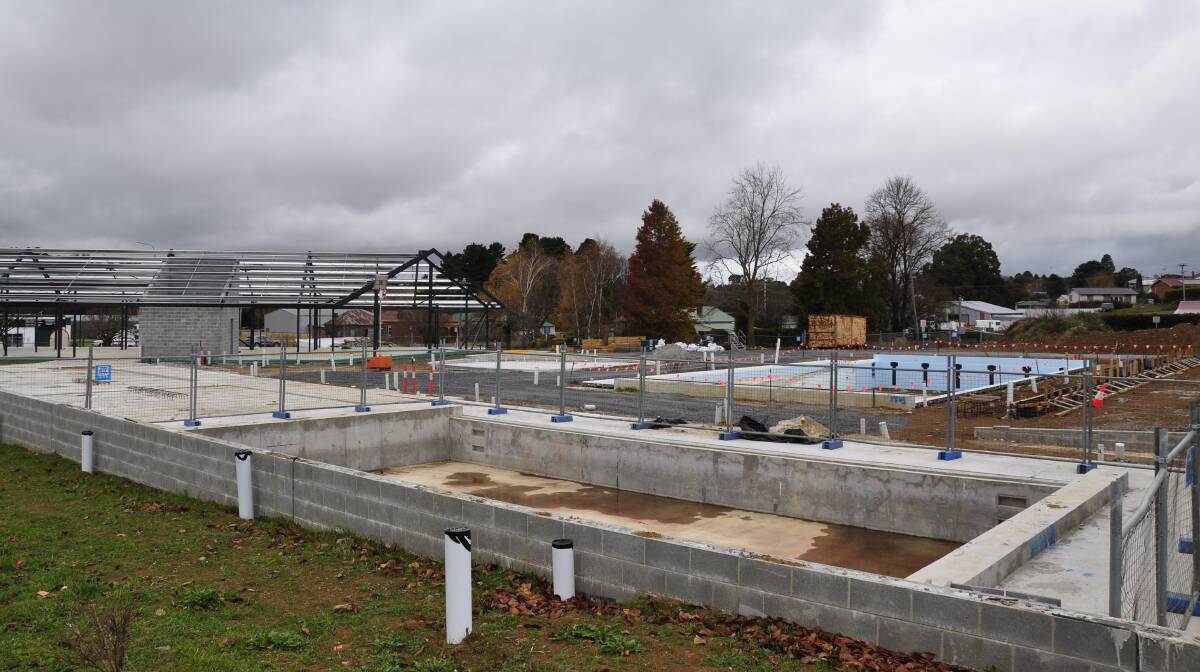 Construction at Crookwell's multipurpose aquatic and activities centre was only just recommencing in June, 2023. The outdoor pools and Visitors Information Centre are expected to be completed in August. Picture by Louise Thrower.