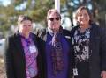 Inland network Aboriginal Health manager, Marion Knight, Ngunnawal woman, Jennie Gordon, and Goulburn Base Hospital site manager, Kylie Strong, raised the flag at the new Aboriginal Health Centre's opening. Picture supplied.