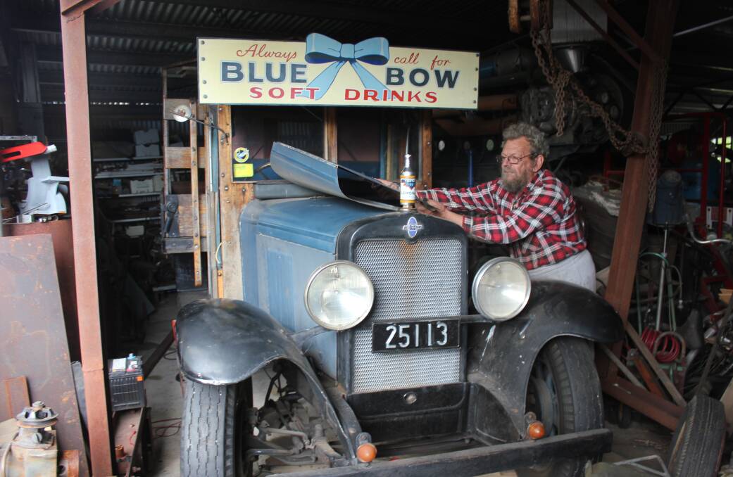 John 'Whiskey' Walker loved his 1929 Blue Bow which he drove each year in Goulburn's Lilac Festival parade and across the Sydney Harbour Bridge several times. Picture by David Cole. 