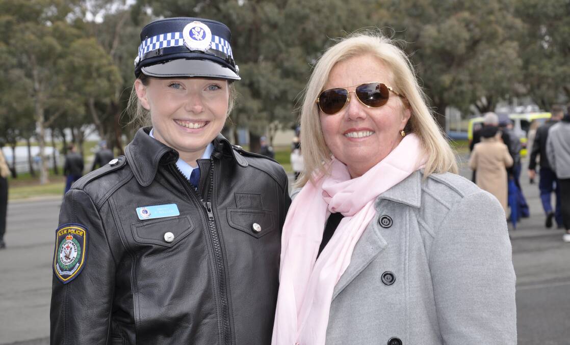 Probationary constable Phoebe Nielsen with her mother, Melissa, at Friday's attestation parade. Picture by Louise Thrower.