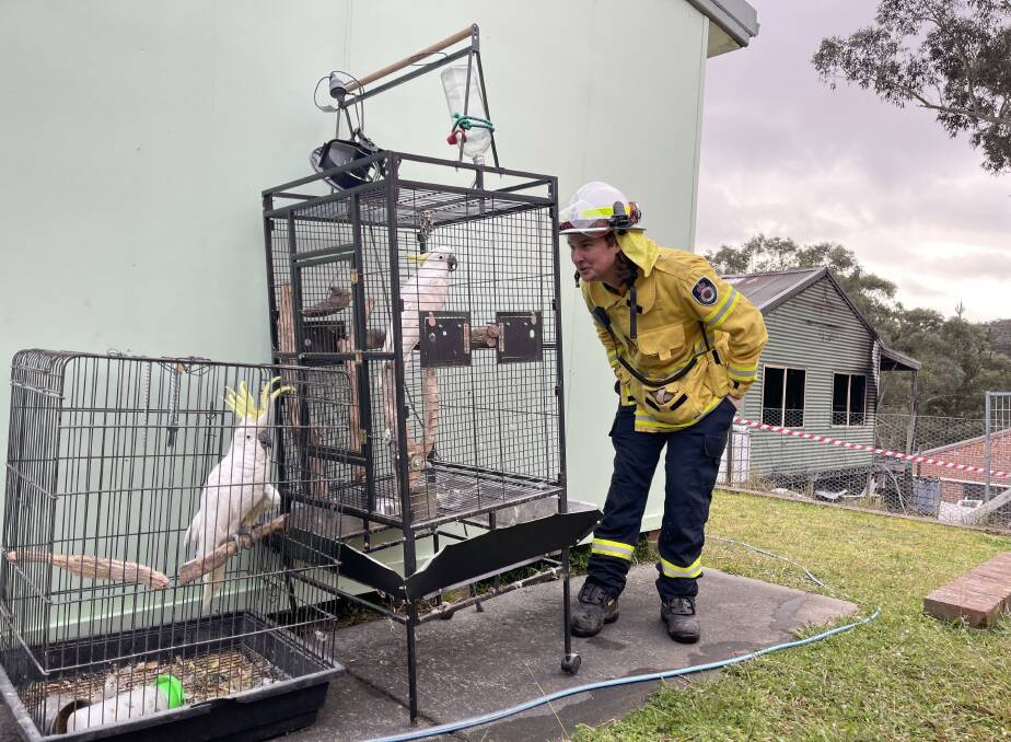 The Tallong house owner managed to save two white cockatoos from the fire. Picture by RFS.