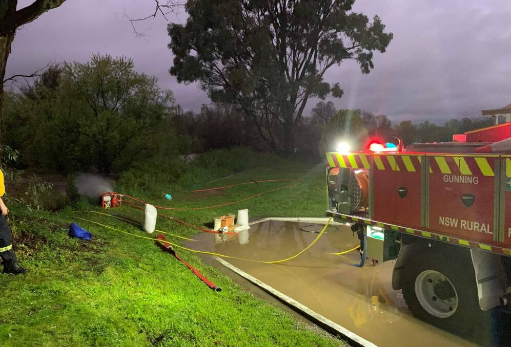 Gunning-Fish River RFS brigade had to pump water out of the Gunning Motel in Warrataw Street on Friday night.
