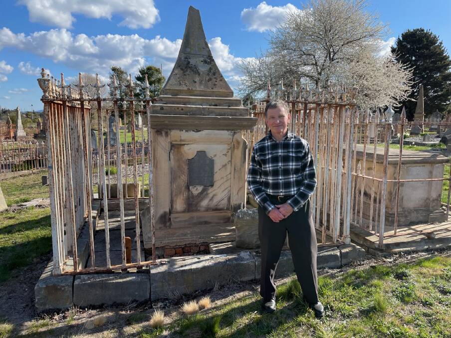 Canberra man, David Weeden, found his great-great grandfather, William Shelley's grave at Saint Saviour's cemetery in Goulburn, thanks to a little help from technology. Picture by Terry St George.