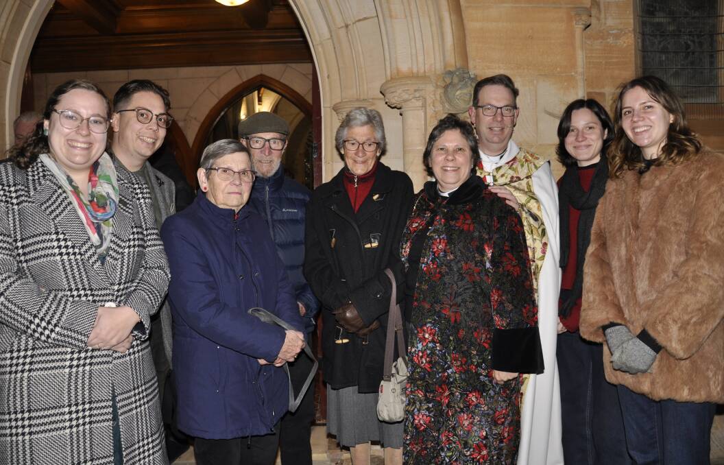 Saint Saviour's new Dean, the Very Reverend Gavin Krebbs with wife, Anna (fourth right) his children, their partners and his parents after Tuesday's installation. Picture by Louise Thrower.