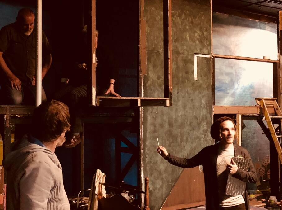Blake Selmes (right) collaborated with Chrisjohn Hancock on his first solo set design, for 'Fire In The Basement' in 2019. The play also marked his directorial debut. Picture supplied. 