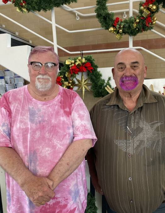 Peter Kenny and Mayor Peter Walker made a colourful duo this week, sporting their pink hair. Picture supplied.