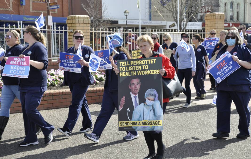 Goulburn nurses have continued their campaign for mandated nurse to patient ratios at several rallies this year, including last month's 24-hour strike. Picture by Louise Thrower.