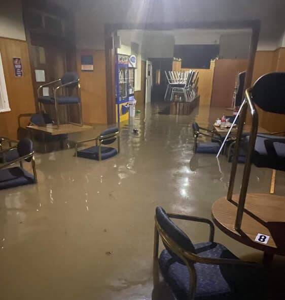 Water rushed into the The Telegraph Hotel at Gunning in rapid time on Monday night. Picture supplied.