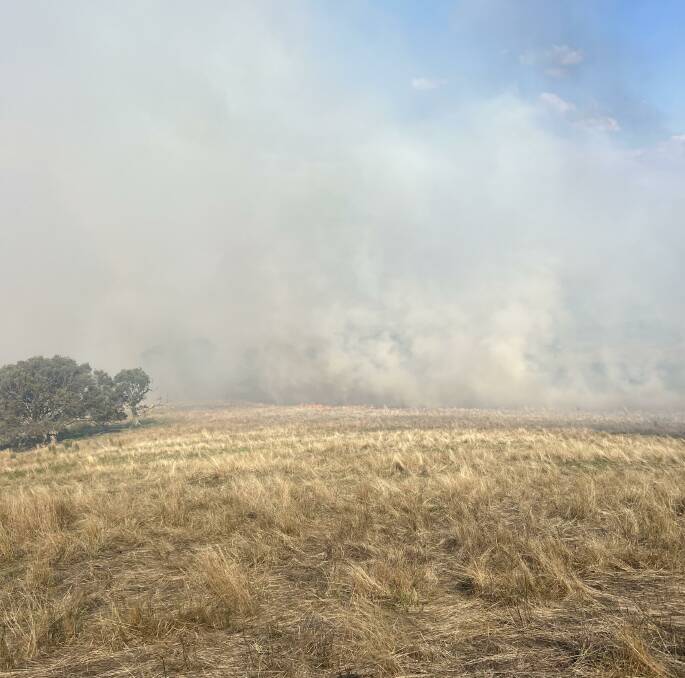 The Breadalbane fire had burnt out 150 hectares by 4.30pm Friday. Picture by RFS.