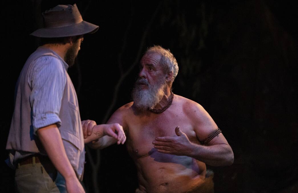 William Thornhill (Josh Waters) and Yalamundi (Peter Swain) during a scene of The Secret River. Photo: Peter Oliver. 