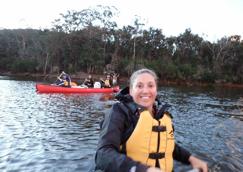 Jen Medway took to the kayak as part of the leadership program. Picture supplied.
