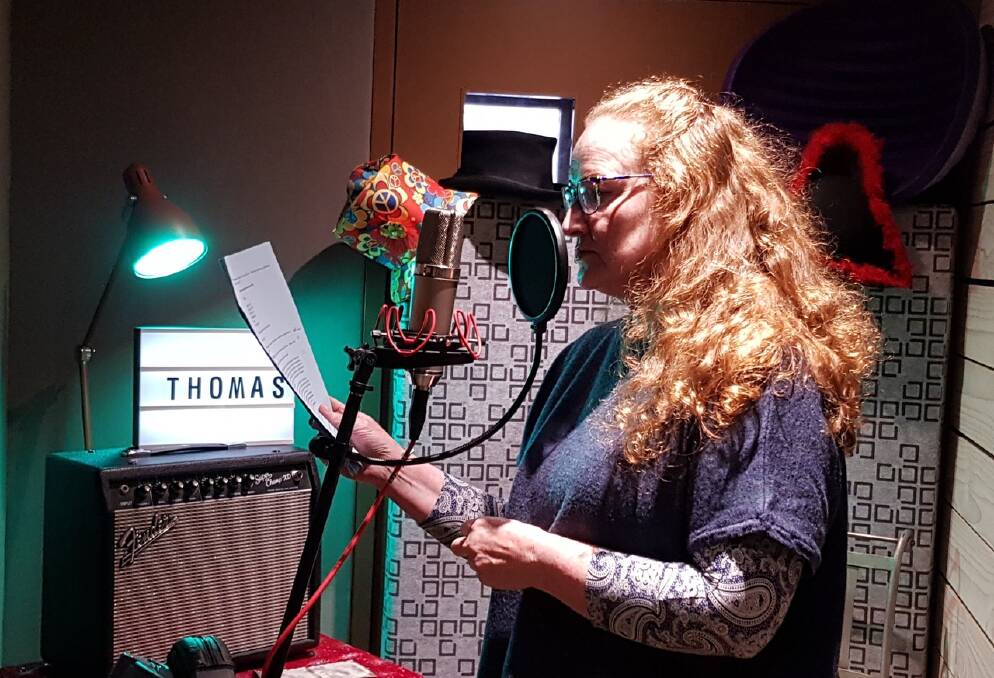 Dianna Nixon recording the Drought and Other Plays soundtrack at Binda Road Studios in Crookwell.