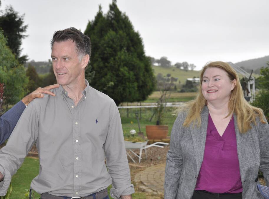 Premier Chris Minns arrived at a Goulburn district property with agriculture and regional NSW minister, Tara Moriarty on Wednesday. Picture by Louise Thrower.
