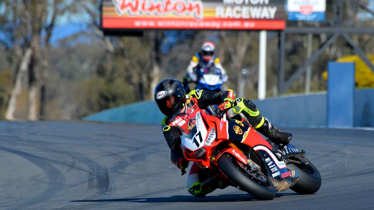 Former Australian Superbike champion and Goulburn man Troy Herfoss fell from his bike during testing at Wakefield Park today. He was expected to be flown to Canberra Hospital as a precaution. Photo supplied.