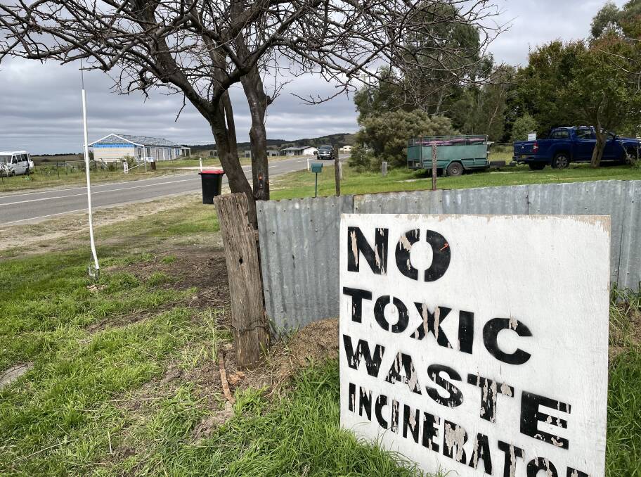 Tarago residents have mounted signs in and around the town opposing Veolia's waste incineration proposal. Picture by Louise Thrower.