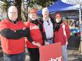 Four of the five members on the Labor ticket for Goulburn Mulwaree Council's election, Cr Jason Shepherd, Liz McKeon, Jim Corbett and Anna Wurth Crawford were at the Rotary markets on Saturday. Danielle Marsden-Ballard is also on the ticket. Picture by Louise Thrower.