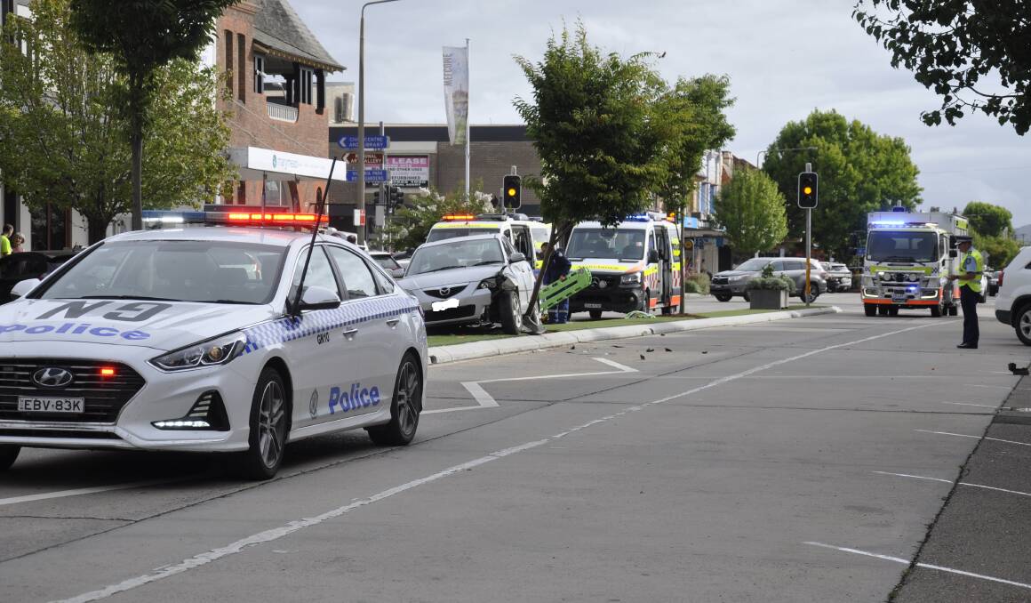 Emergency services were quickly on scene after a car hit a pedestrian on Auburn Street on Wednesday morning. Picture by Louise Thrower.