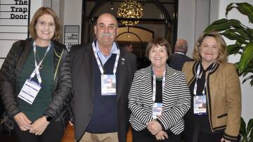 Goulburn Mulwaree Council utilities director, Marina Hollands, Mayor Peter Walker, Local Government NSW president, Darriea Turley and Goulburn MP, Wendy Tuckerman at Tuesday's welcome reception for the water management conference. Picture by Louise Thrower.