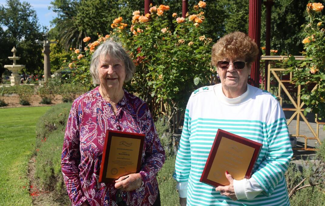 Moira McGinity from Bungonia and Margaret O'Neill OAM received a Goulburn Mulwaree award earlier this year for their community service. Picture supplied.