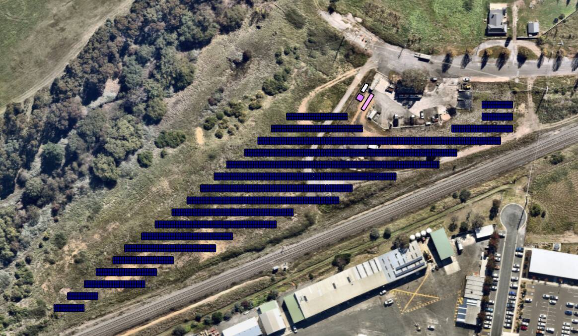 A mock-up of the north-facing solar farm to be constructed along the Goulburn train line. Picture supplied.