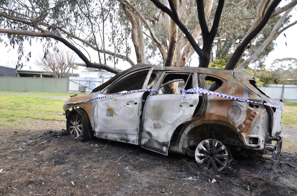 A Mazda CX-5 was set alight in a reserve off Rex Street, Bradfordville on Tuesday night. Picture by Louise Thrower.