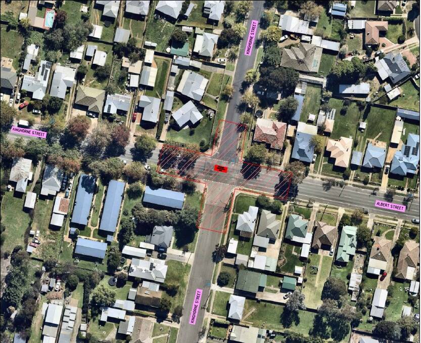 Construction of a roundabout at the Kinghorne/Albert Street intersection will begin on August 28 and take until October. Picture supplied. 