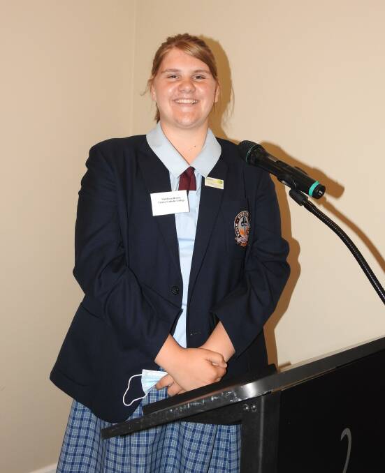 Trinity Catholic College student Maddison Brown spoke impressively on the topic - 'Generation Z' in the Lions Club Youth of the Year competition. Phot supplied.