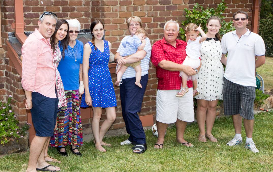 Ted Kadziela loved his family. He's pictured here holding granddaughter, Amelie, and with (from left) son Daniel, his wife, Des, Moira Boylan, daughter Rachel Kadziela, wife Christine (holding grandson Lewis), daughter-in-law Teeghan and son, Michael Kadziela. Picture supplied.