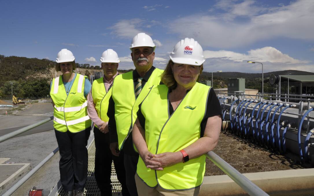 Goulburn MP Wendy Tuckerman (front) announced $11.26 million for Goulburn's wastewater treatment plant stage two upgrade on Friday. She is with Mayor Peter Walker, council CEO Aaron Johansson and utilities director, Marina Hollands. Picture by Louise Thrower.
