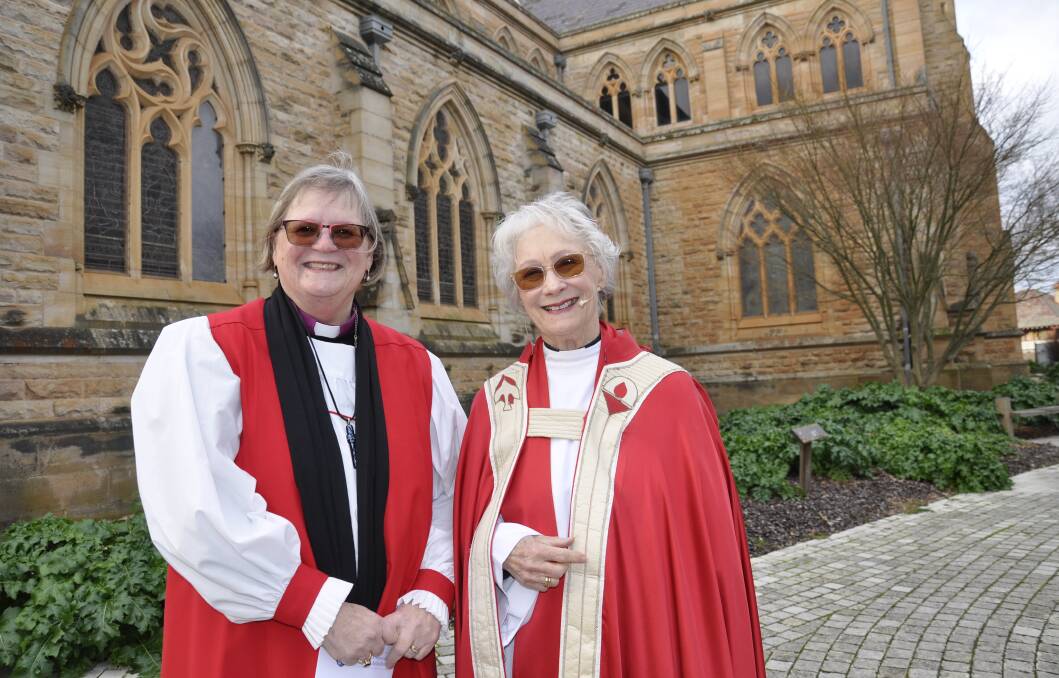 Former Bishop of Grafton, the Right Reverend Sara McNeil and Canon Anne Wentzel from Saint Saviour's Cathedral. Picture by Louise Thrower.