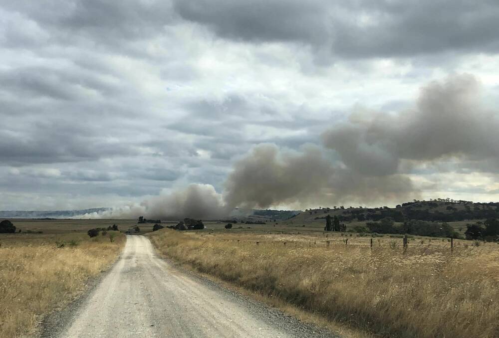 The fire at Parkesbourne had burnt through 20 hectares by 6.30pm Monday. Picture by Sue Arcus.