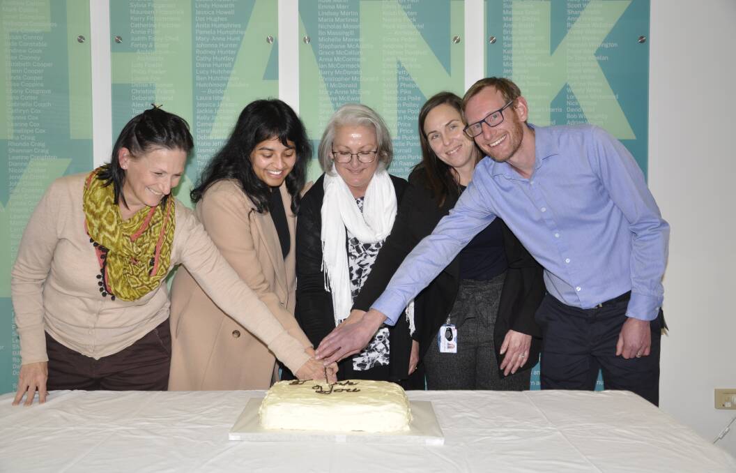 Riki Mills, Roshiya John, Kerry Hort, Naomi Ruzsicska and Stefan Hese celebrate the hospital redevelopment's completion. Picture by Louise Thrower.