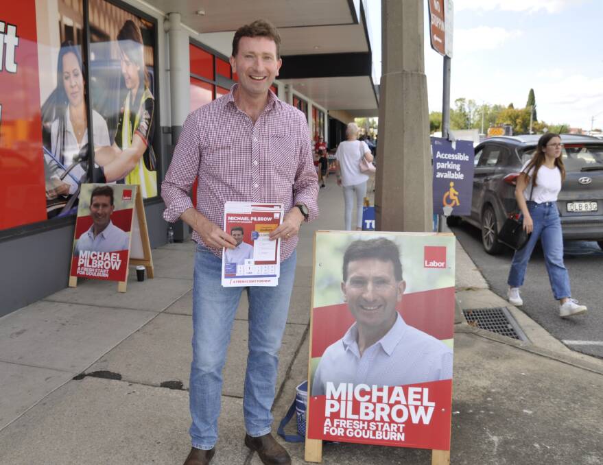 labor's Michael Pilbrow campaigned for votes at Goulburn pre-polling on Friday. Picture by Louise Thrower.