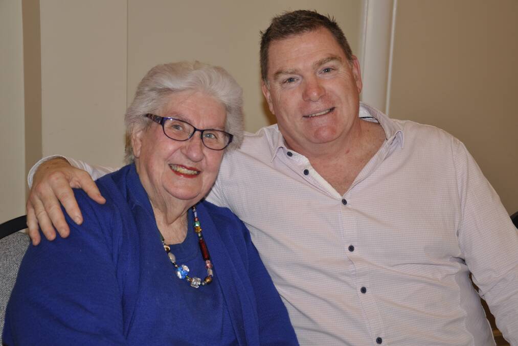 Longtime Sts Peter and Paul's Cathedral parishioners, Pat Bourke and Justin Wakefield, caught up at Friday's dinner. Picture by Louise Thrower.