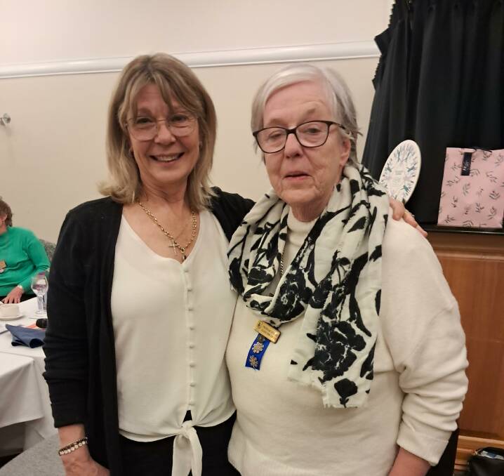 Vivia Hales with Goulburn Evening VIEW Club member, Kathy Jeffrey, following her talk at the July meeting. Picture supplied.