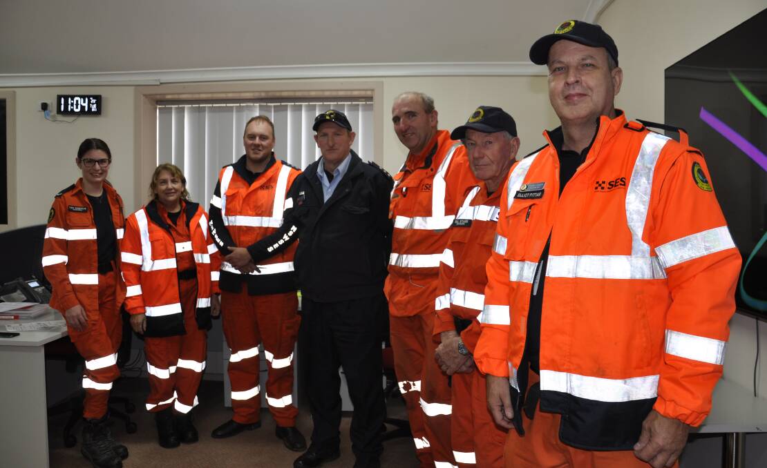 Goulburn and Crookwell SES volunteers Tory Rosevear (left), Karen George, Crookwell unit commander Ben Lynch, Goulburn unit commander, Daryl Skinner, Darren Waite, Bill Starr and Elliot Pittam. Picture by Louise Thrower.