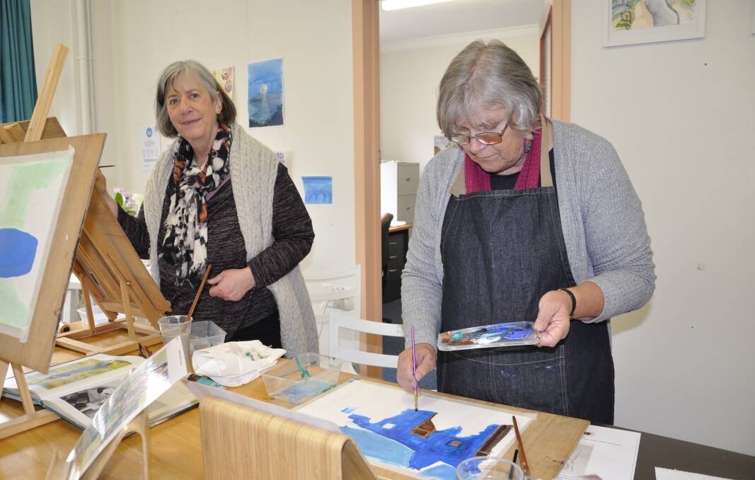 Creative Space students, former Goulburn Post editor Maryann Weston and Goulburn librarian Sylvia Brook are among those rediscovering their "lost art." Photo: Louise Thrower.