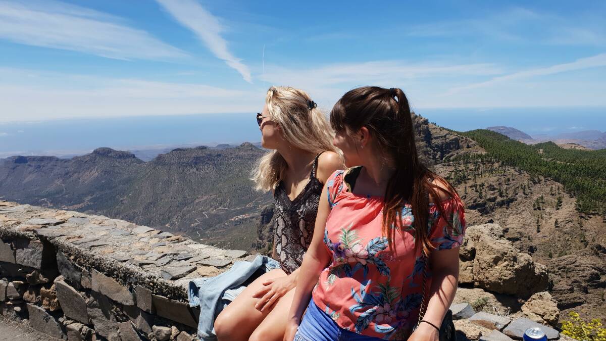 Two lifelong friends on their travels: Ms Ropet was going to meet up with Celine in Australia in October, but her friend went missing from Philosopher Falls in Tasmania on June 17. Picture: Supplied by Justine Ropet.