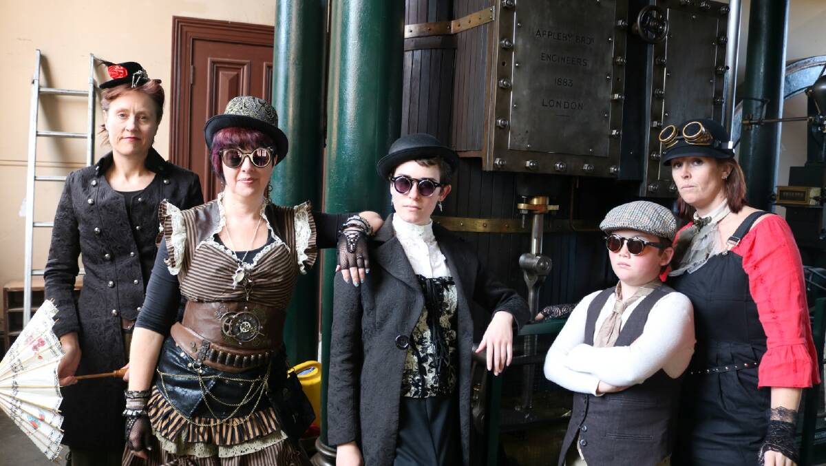 Ladies show off their steampunk finery during the 2017 Steampunk Victoriana Fair. 