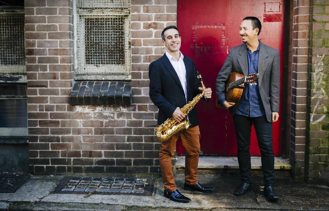 Saxophonist NIck Russoniello and classical guitarist Murilo Tanouye of Duo Histoire. PIcture by Jacquie Manning.
