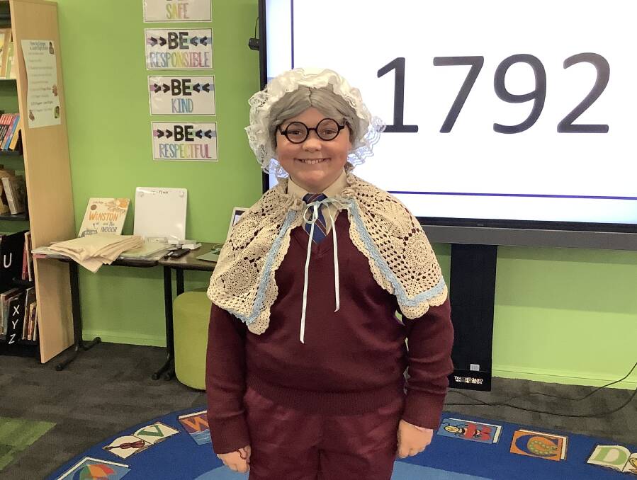 A student dressed as Mary Reibey, whose 210-year-old land grant will be among historical artefacts visiting schools in Goulburn and Yass. Picture supplied. 